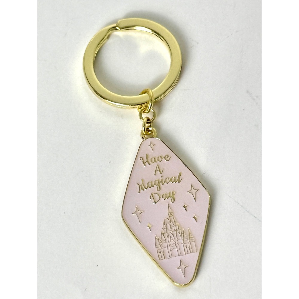 Disney Have A Magical Day Pink Enamel Castle Motel Key Keychain Gold Tone